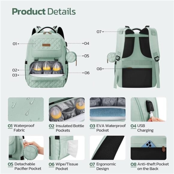 Diaper Bag Backpack,29L-45L Expandable Large Baby Bag for 2 Kids/Twins Nappy Bag